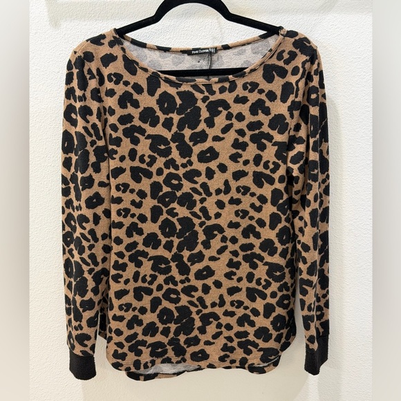 PINK CLOVER Abby Leopard Print Button Back Top S - Indie Sleaze Elbow Patch - Picture 10 of 13